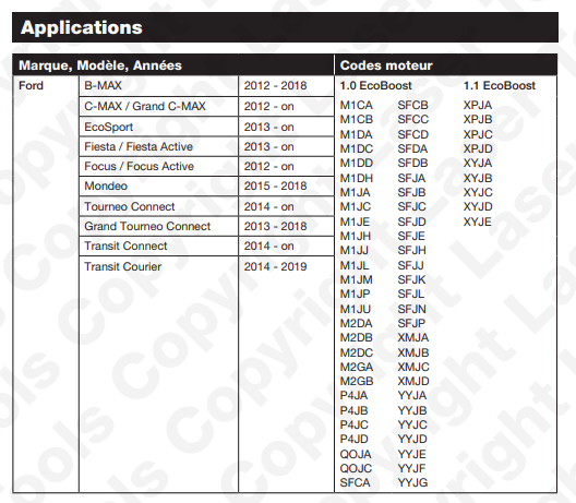 Manuel de Kit Calage Moteur  Pour Ford Ecoboost 1.0 L